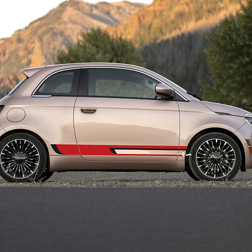 Panneau de culbuteur à deux couleurs Sécale de décalcomanie latérale graphiques Stripes pour Fiat 500
 1