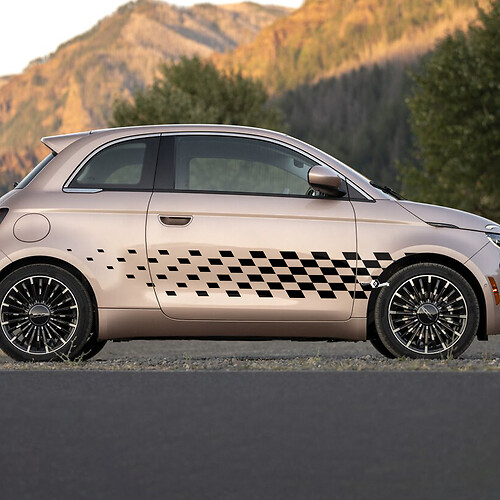 Strip à carreaux à carreaux de bascule Stripes graphiques latérales pour Fiat 500
 1
