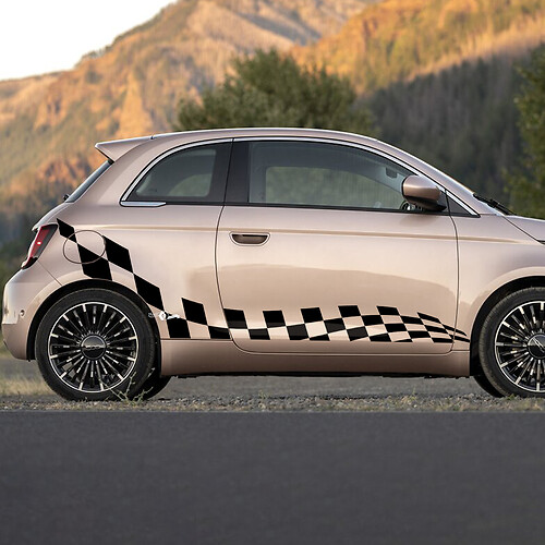Portes à carreaux de décalage de décalage de décalcomanies graphiques pour Fiat 500 2
