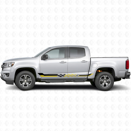Bandes en vinyle damier pour portières de course et bas de caisse pour Chevrolet Colorado 2e génération 2015-2022