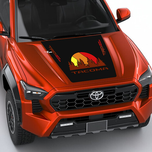 TRD Off Road Vintage Retro Héritage Stripes enveloppement de décalage de capuche pour Toyota Tacoma Quatrième génération
