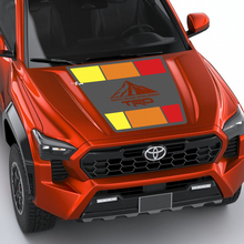 Trd Off Road Mountains Vintage Retro Heritage Stripes enveloppement de décalage de capuche pour Toyota Tacoma 4e génération
 2
