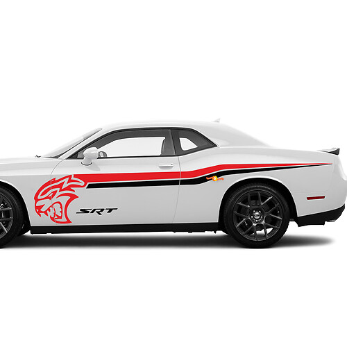 Deux couleurs SRT Hellcat Stripes Scortes autocollants pour Dodge Challenger ou Charger
