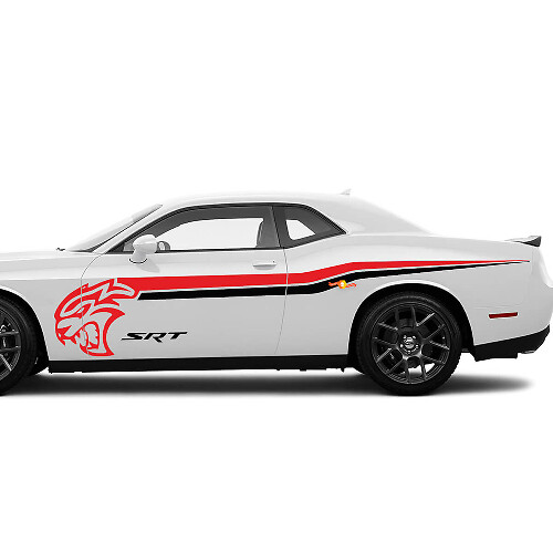 Autocollants bandes latérales SRT Hellcat deux couleurs pour Dodge Challenger ou Charger