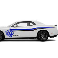 Kit de décalcomanies en vinyle bandes latérales style Wildcat pour Dodge Challenger Charger_2