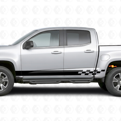 Bandelettes Vinyle à Damier Lightning pour Porte et Bas de Porte Chevrolet Colorado 2e Gén 2015-2022