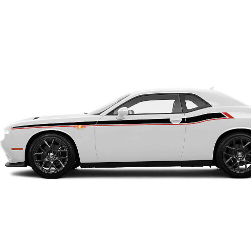 Deux bandes d'accent latérales de deux couleurs Autocollants Décalcomanies pour Dodge Challenger
