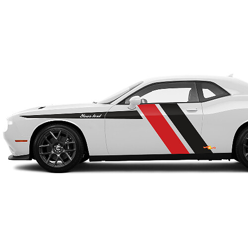 Kit de décalcomanies en vinyle bandes latérales style course pour Dodge Challenger