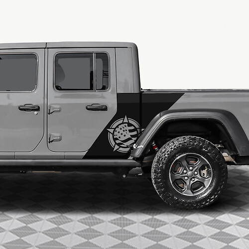 Décalcomanie vinyle pour portes arrière latérales avec drapeau étoilé militaire américain pour Jeep Gladiator 4.
 1