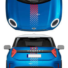 Capot et bandes à dégradé à carreaux arrière Autocollant vinyle pour Mini Cooper S
 2