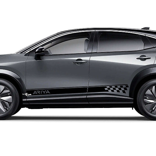 Kit de décalcomanies graphiques avec rayures accentuées à damiers latéraux pour logo de course Nissan ARIYA