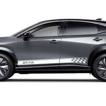 Kit de décalcomanies graphiques avec rayures accentuées à damiers latéraux pour logo de course Nissan ARIYA 2