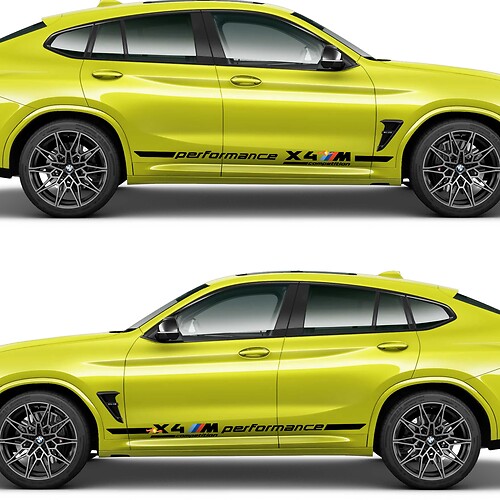 2x Bandes M Performance autocollantes en vinyle pour BMW X4M

