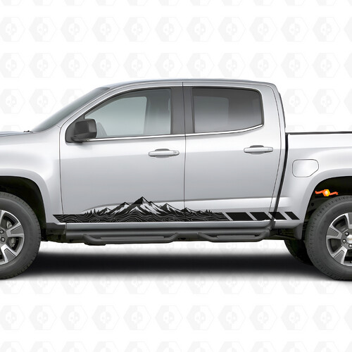 Bandes Vinyles Topographiques Montagne pour Portières et Bas de Caisse Chevrolet Colorado 2e Gén 2015-2022