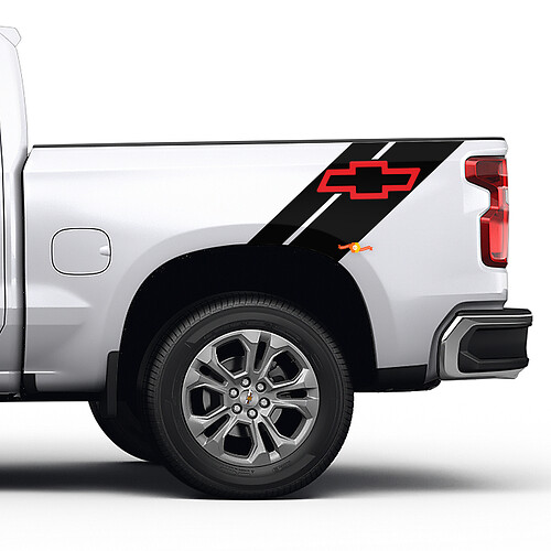 Bandes latérales de lit autocollantes tout-terrain 4x4 en 2 couleurs pour lit Chevrolet
