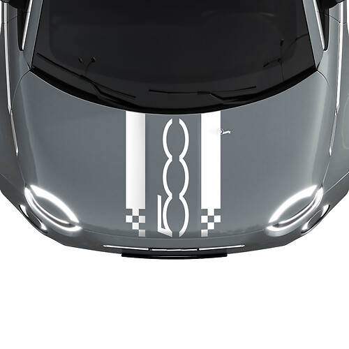 500 Capot Double Bande à Damier Racing Autocollant Sticker Graphique pour Fiat 500
