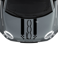 500 Capot Double Bande à Damier Racing Autocollant Sticker Graphique pour Fiat 500
 2