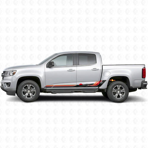 Bandes en vinyle rétro vagues montagne pour portes et bas de caisse Chevrolet Colorado 2e génération 2015-2022