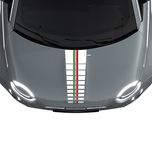 Bandes de capot de drapeau à trois rayures Autocollant Graphique pour Fiat 500
