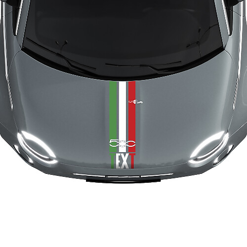 Texte personnalisé Bandes triple Italie Drapeau Autocollant rayure capot graphismes pour Fiat 500 1