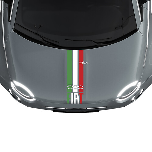 Bandes tricolores Italie Autocollant de capot à rayures pour Fiat 500
