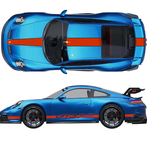 Kit Autocollants Capot Toit Aileron Arrière Bandes pour Porsche 991 gt3 RS
