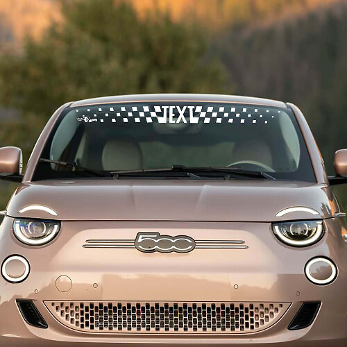 Autocollant en vinyle à rayures damier pour pare-brise Fiat 500