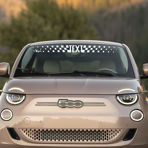Bande à damier personnalisée pour pare-brise avant pour Fiat 500