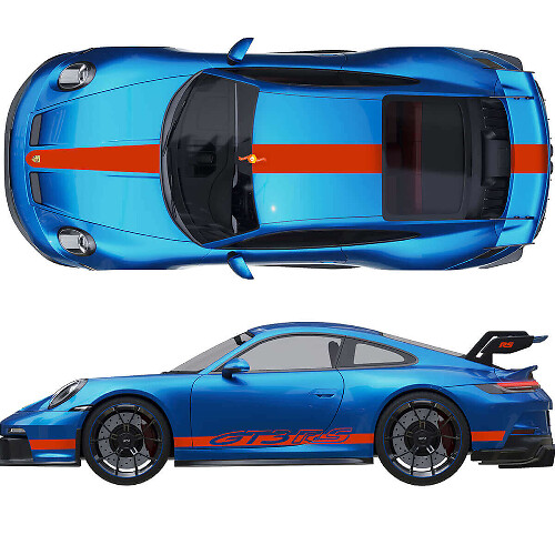 Kit d'autocollants Capot Toit Becquet de coffre Bandes 2 pour Porsche 991 GT3 RS