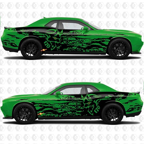Kit de côté Demon 170 Splash Grunge HellCat Vinyl Decal Graphic pour Dodge Challenger ou Charger
