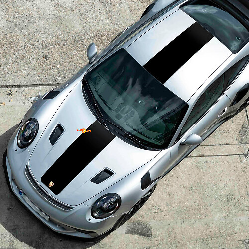 Kit de décalcomanies vinyles bandes centrales capot & toit pour Porsche 991 GT2 RS