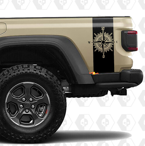 Autocollant vinyle bandes latérales arrière Compass pour Jeep Gladiator