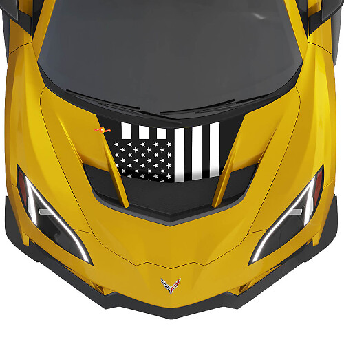Drapeau américain Capot Autocollant Vinyle 2 couleurs pour Chevy Chevrolet Corvette zr1
