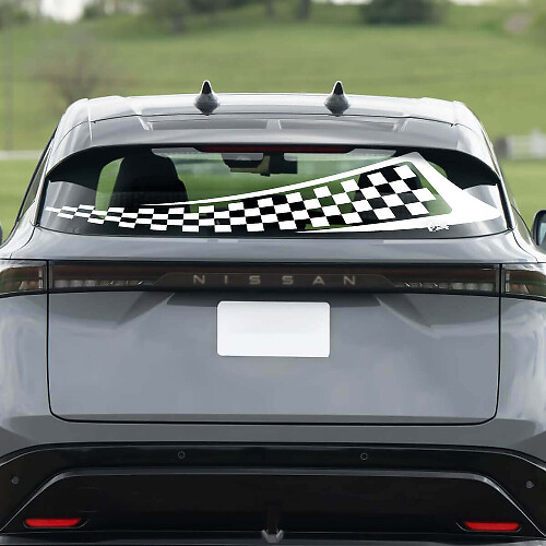 Décalcomanie de graphiques de course à damier pour la vitre arrière de la Nissan ARIYA
