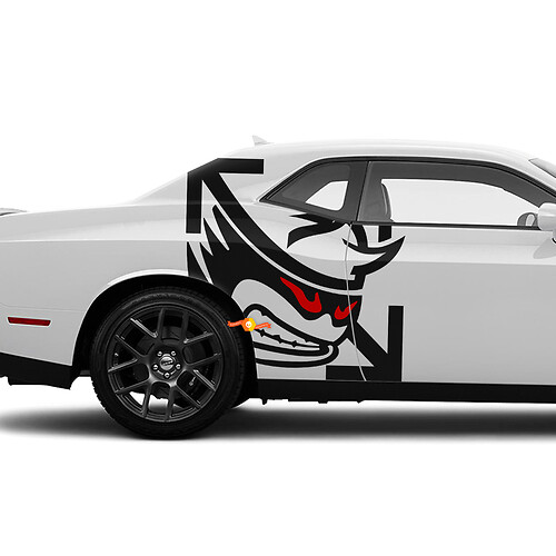 Deux autocollants latéraux SRT Hellcat Red Eye de deux couleurs pour Dodge Challenger Redeye ou Charger
