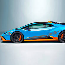 Autocollant en vinyle graphique rayé à damier pour côté de Lamborghini STO 2