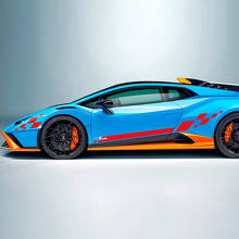 Autocollant en vinyle graphique rayé à damier pour côté de Lamborghini STO 3