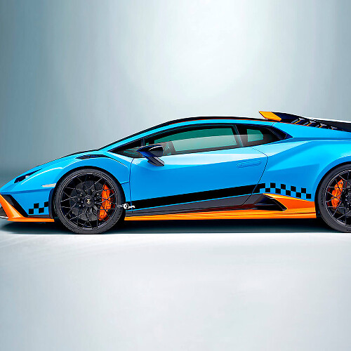 Autocollant vinyle latéral à damier pour Lamborghini STO
