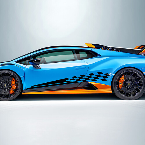 Autocollant vinyle à rayures à damier drapeau latéral pour Lamborghini STO 2
