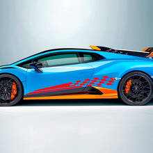 Autocollant Vinyle Graphique Bande Drapeau à Damier Latéral 3 pour Lamborghini STO 3