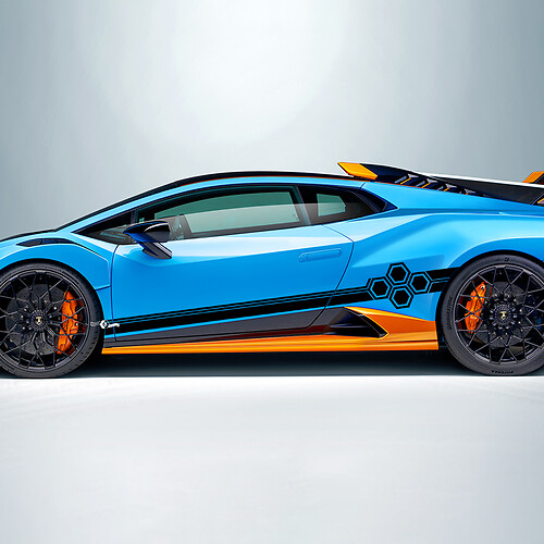 Autocollant en vinyle avec rayures hexagonales pour côté pour Lamborghini STO
