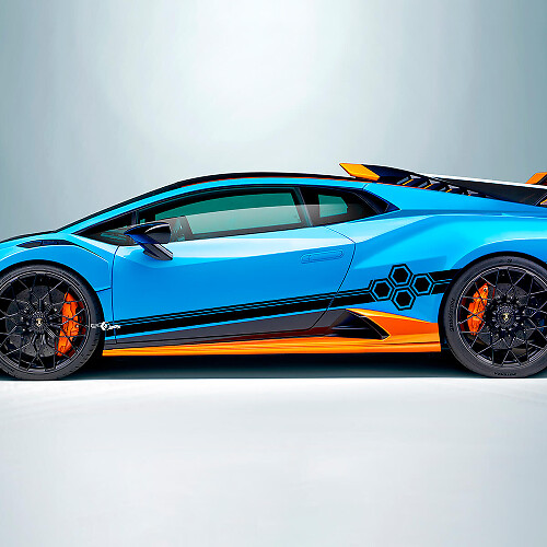 Autocollant en vinyle avec rayures hexagonales pour côté pour Lamborghini STO
