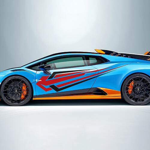 Deux couleurs Autocollant en vinyle pour bande latérale Tribal Stripes pour Lamborghini STO 2
