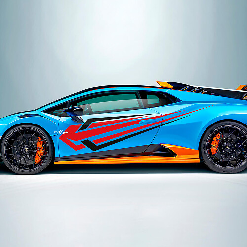 Deux couleurs Autocollant en vinyle pour bande latérale Tribal Stripes pour Lamborghini STO 2
