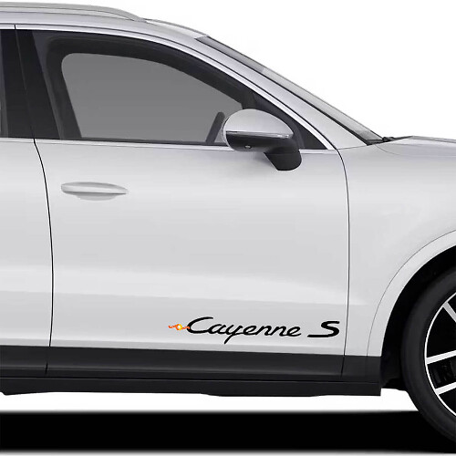 Jeu de décalcomanies en vinyle Lettrage Cayenne S pour porte latérale Porsche Cayenne