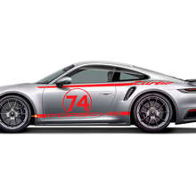 Autocollant Décalque de Bandes de Design Côté 911 Turbo 50 Ans pour Porsche 911 Turbo S 992.2 3