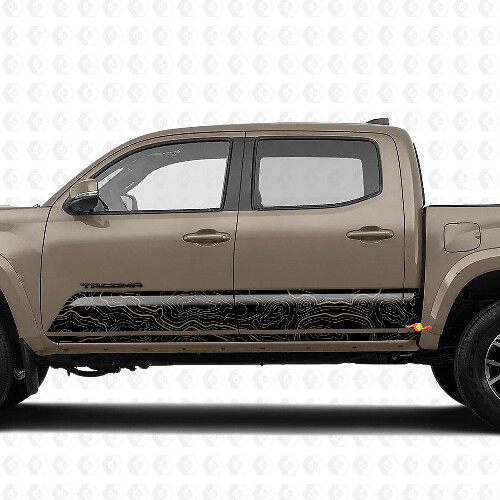 Kit de décalcomanie vinyle bande latérale de bas de caisse carte topographique pour Toyota Tacoma