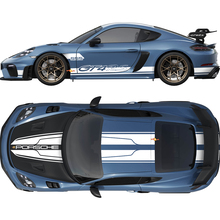 Autocollant de décalcomanie à rayures doubles pour capot, toit, arrière et côtés pour Porsche Cayman 718 GT4RS
 2