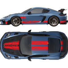Autocollant de décalcomanie à rayures doubles pour capot, toit, arrière et côtés pour Porsche Cayman 718 GT4RS
 3