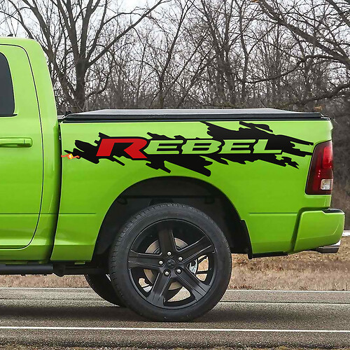 Autocollant graphique de décalque de côté de lit Rebel en vinyle pour Dodge Ram Rebel
